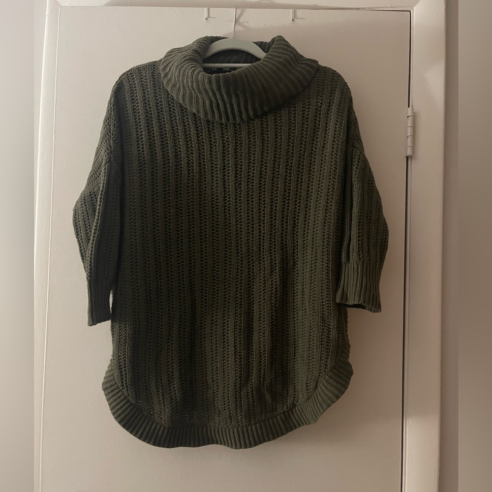 Express Olive Green 3/4 sleeve Turtleneck Sweater